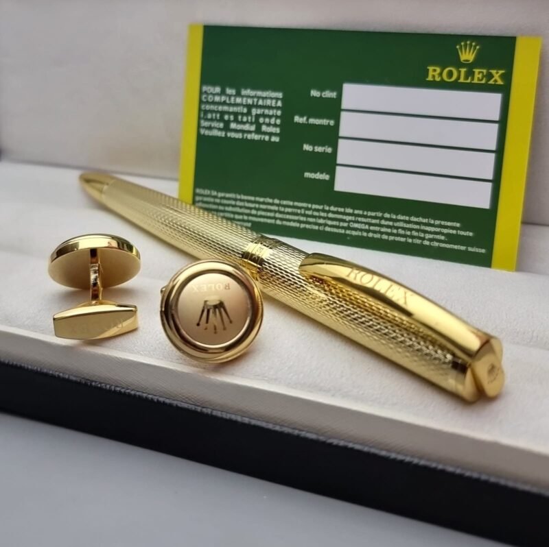 قلم وكبك رولكس ذهبي