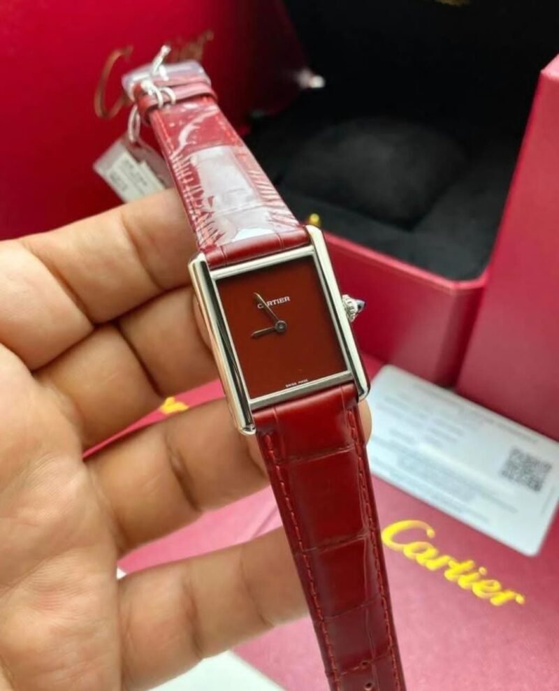 ساعات كارتير جلد عنابي