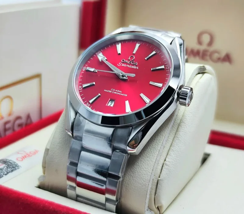 ساعة اوميقا رجالية مينا احمر