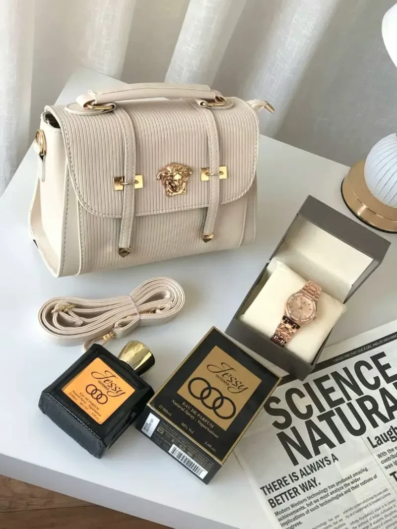 هديه نسائيه شنطة وساعه وعطر