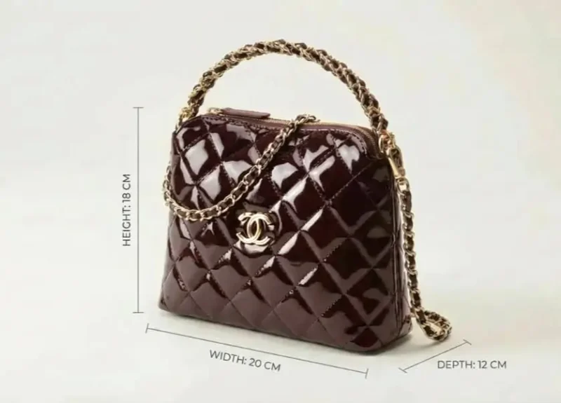 شنطة جلد بني محروق لمعه