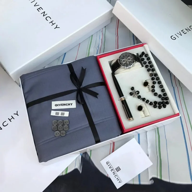 طقم هدية رجالية قماش ثوب وساعة