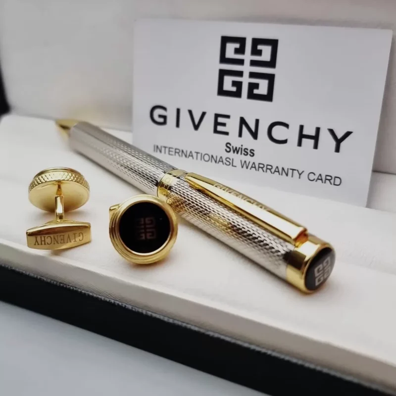 قلم جفنشي فضي وذهبي