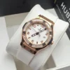 ساعه هوبلت نسائي بيضاء ألماس