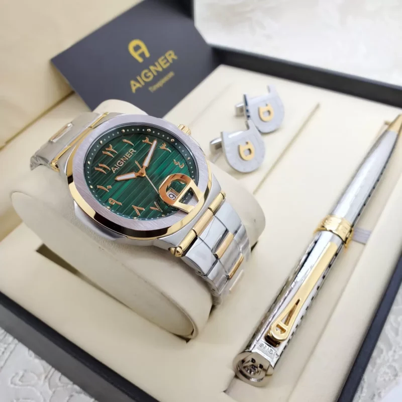 طقم ساعه وقلم وكبك اقنر