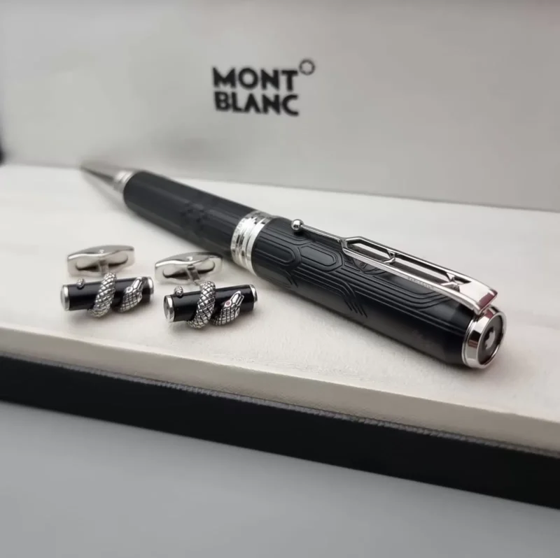 قلم وكبك اسود وفضي