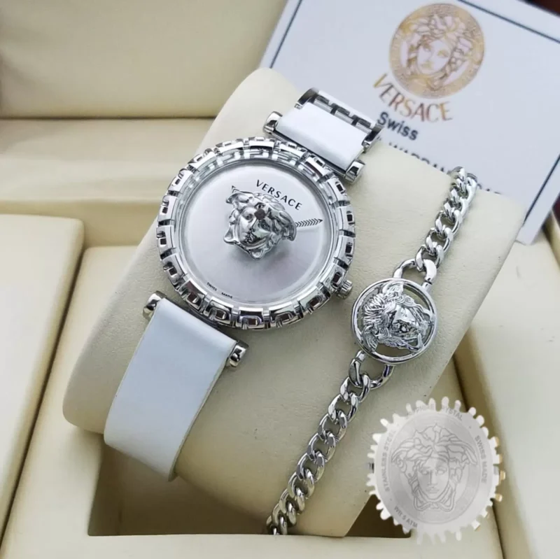 ساعة فرزاتشي جلد ابيض نسائي