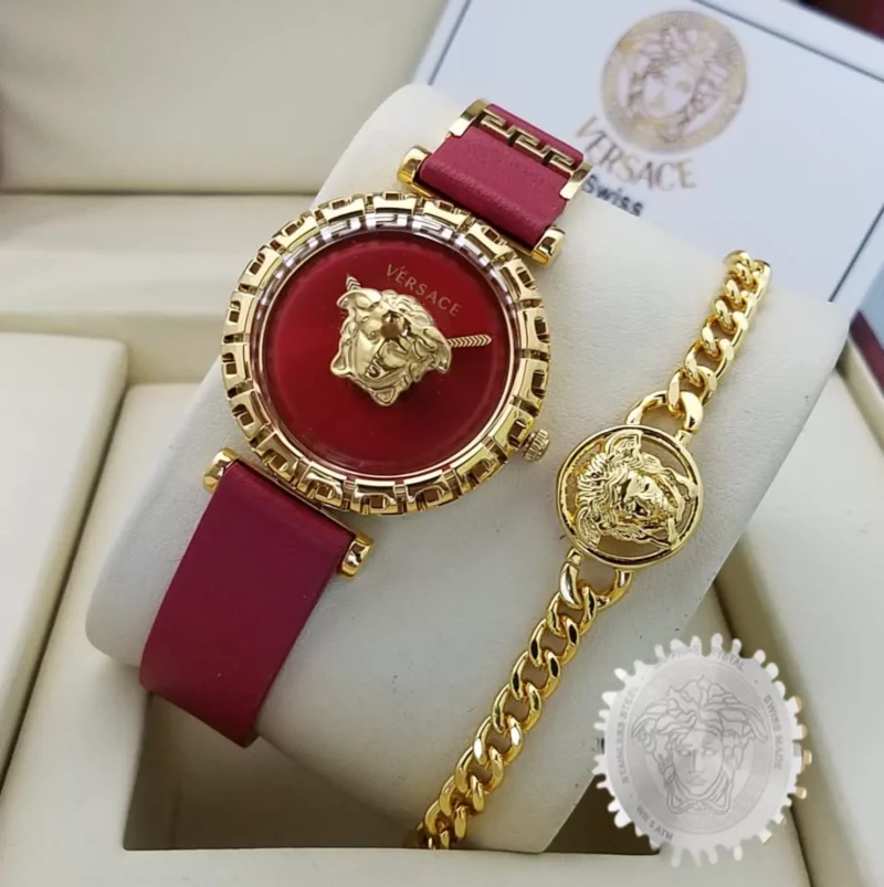 ساعة فرزاتشي نسائي جلد احمر