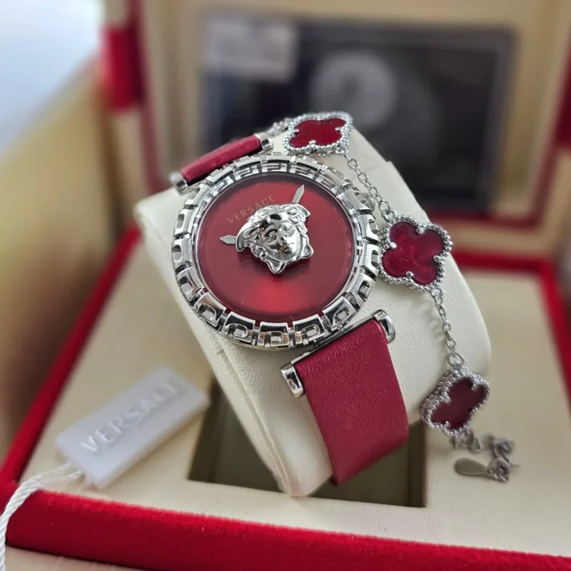 ساعة فرزاتشي جلد عنابي