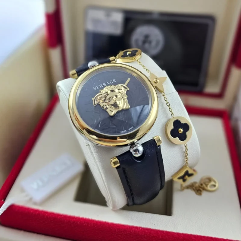 ساعات نسائية جلد اسود