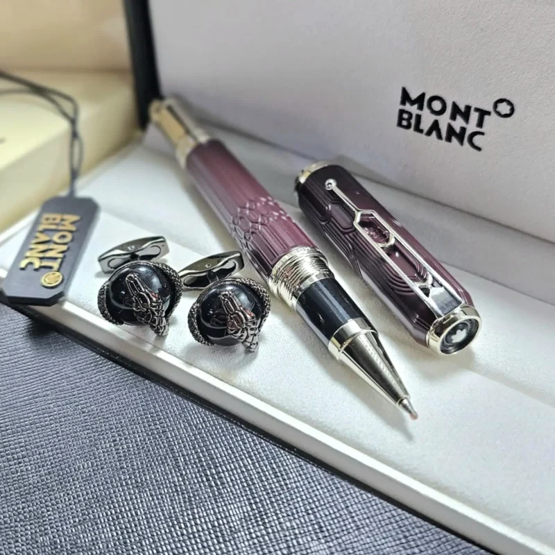 كبك وقلم لون بني ماركة مون بلانك