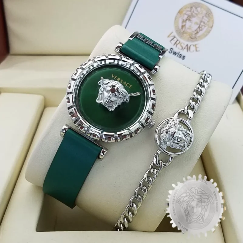 ساعة فرزاتشي نسائي جلد اخصر