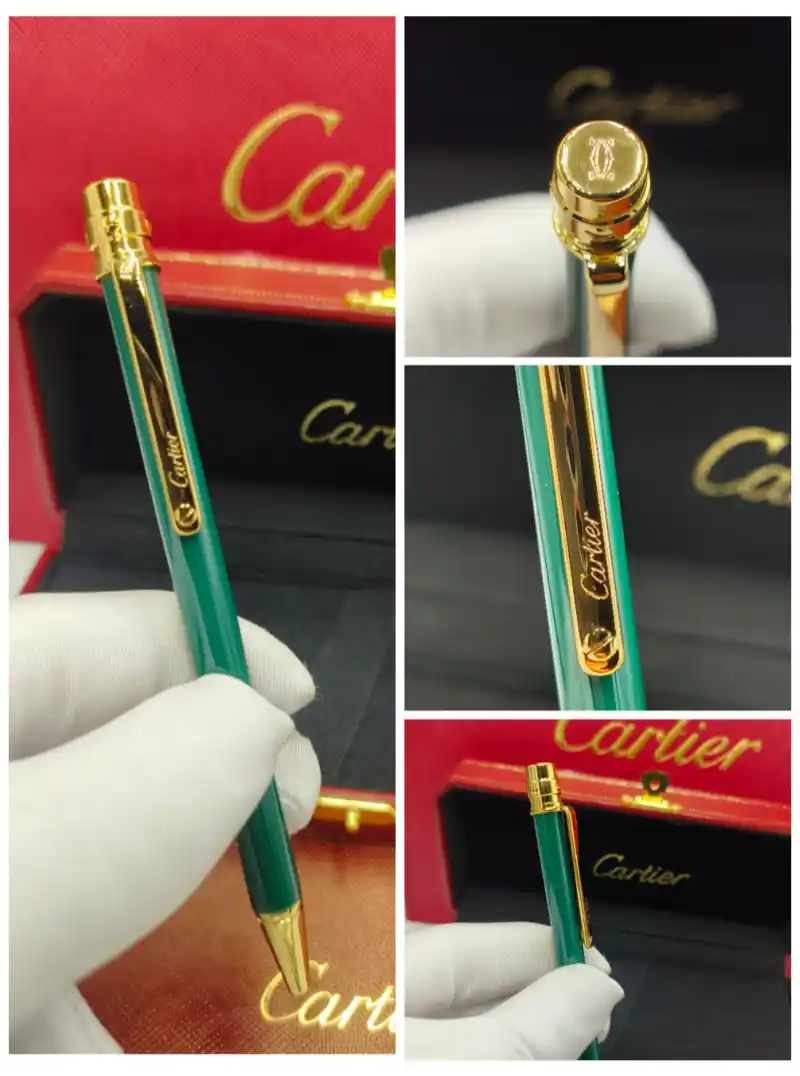 قلم كارتير اخضر وذهبي