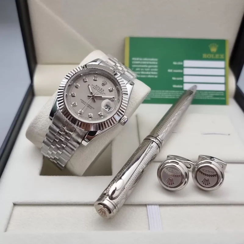 طقم رولكس رجالي لون فضي