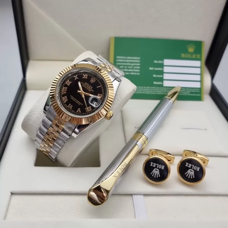 اطقم رولكس قلم وكبك مع ساعة