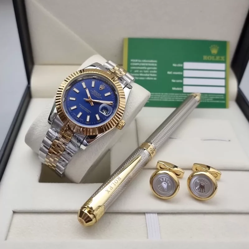 طقم ساعة وكبك وقلم فاخر من ماركة رولكس