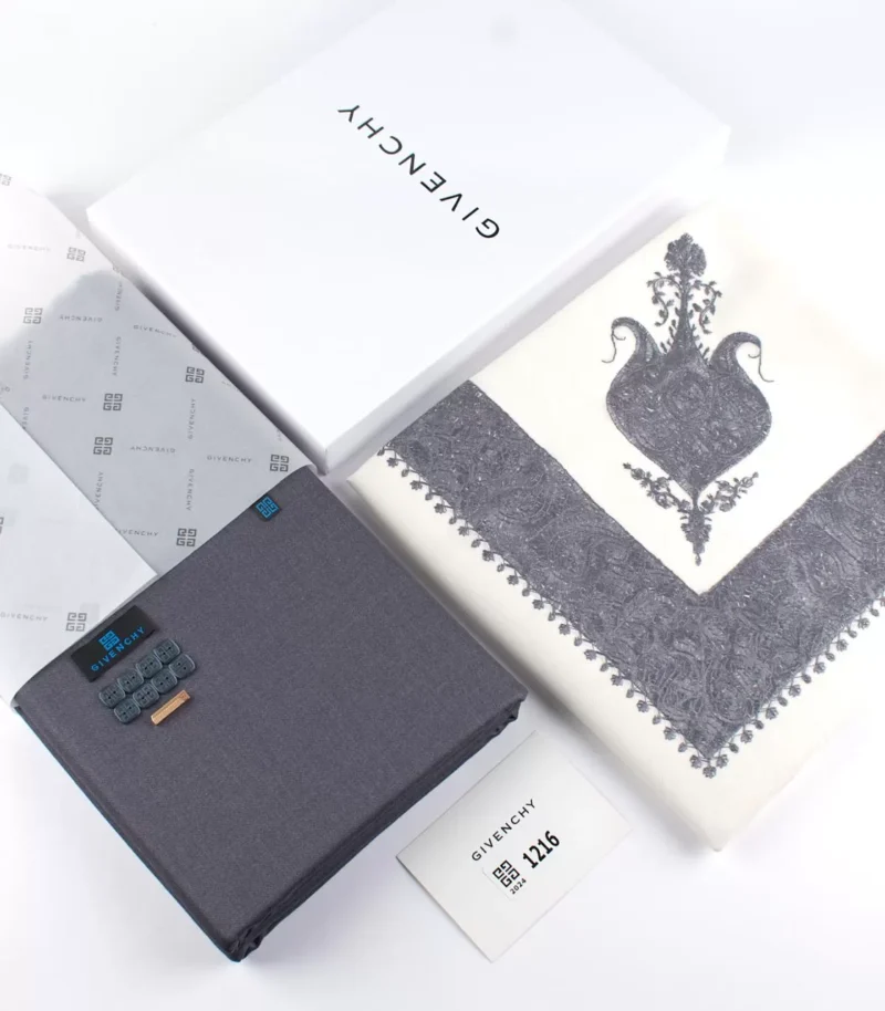 شال كشميري صوف رمادي