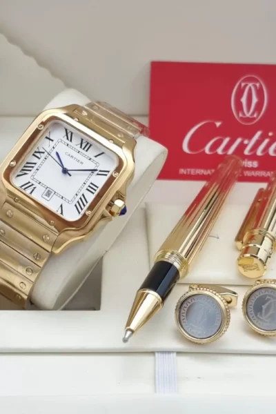 طقم ساعة وقلم وكبك كارتير