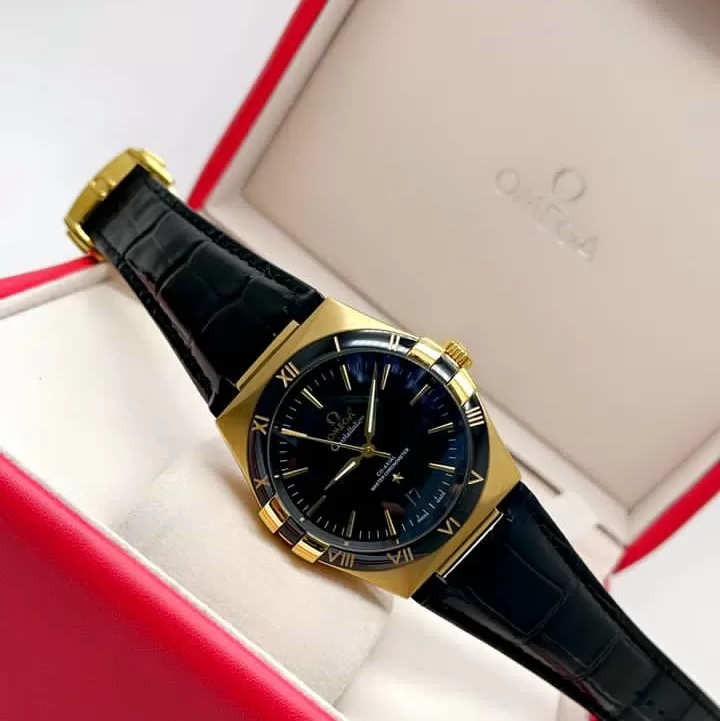 ساعة اوميغا رجالي جلد اسود