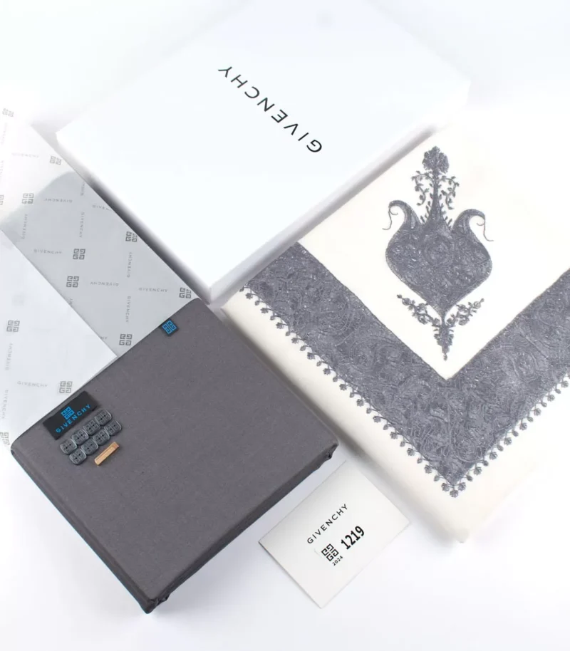 شال كشميري صوف رمادي غامق