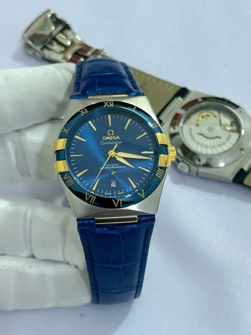 ساعة اوميغا رجالي جلد ازرق
