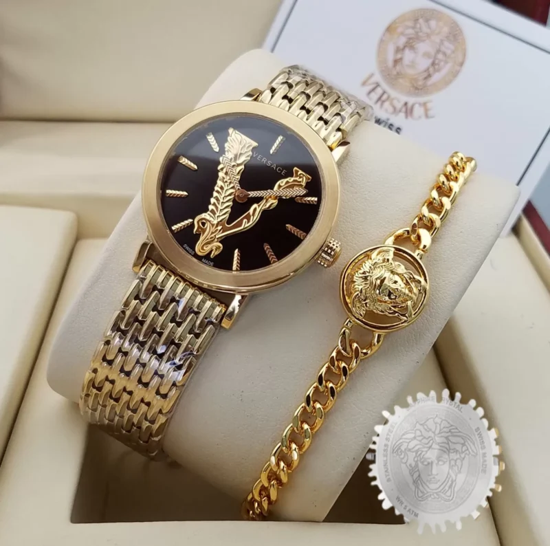 ساعة فرزاتشي نسائيه ذهبي مينا اسود