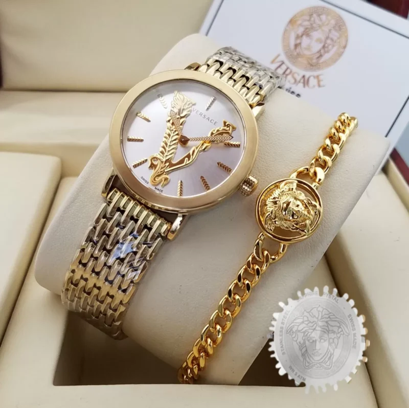 ساعة مع إسوارة فرزاتشي لون ذهبي