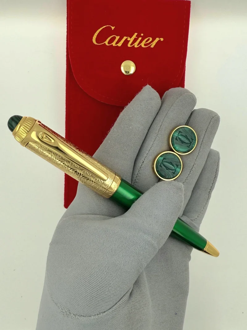 قلم وكبك ذهبي واخضر