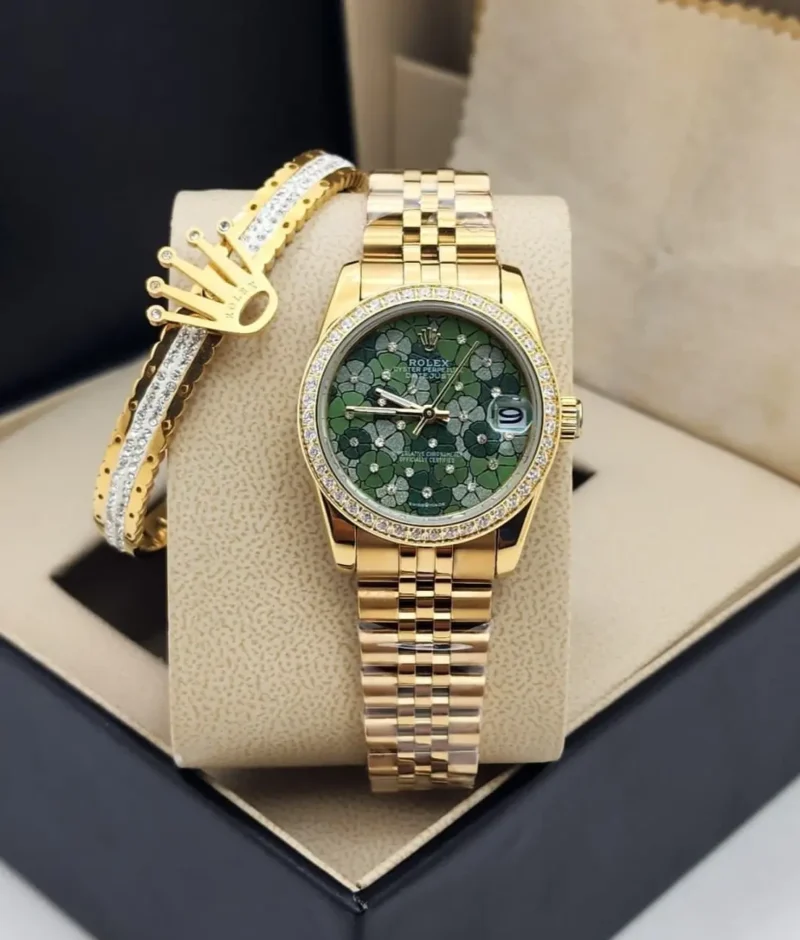 اسواره وساعه رولكس ذهبي