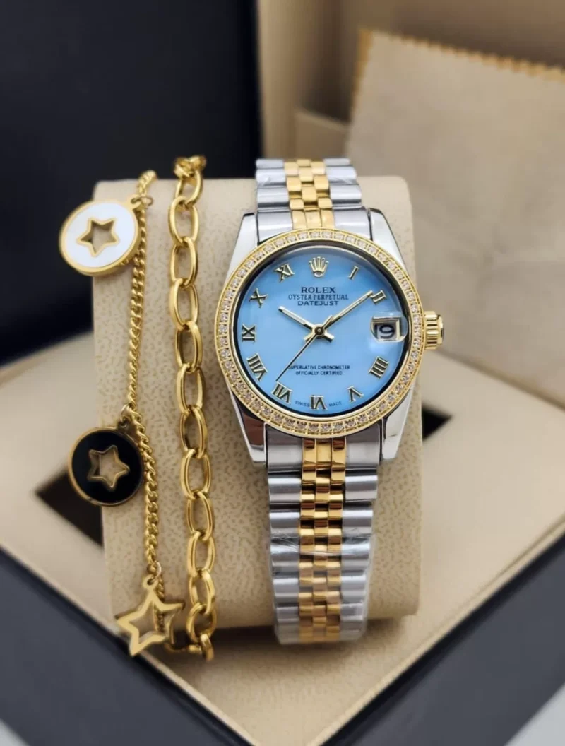 ساعة مع اسوارة رولكس