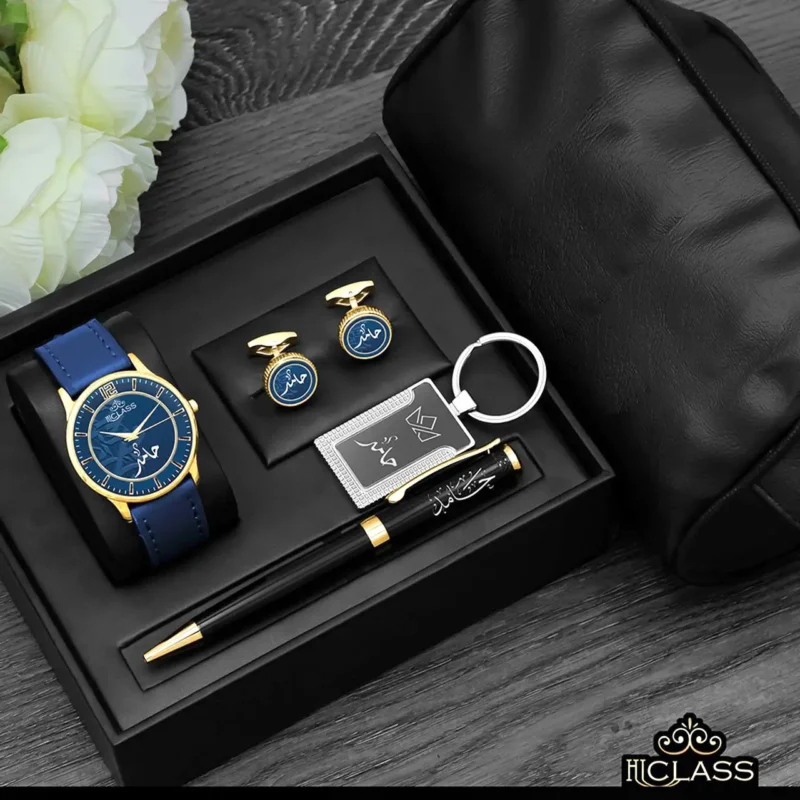 طقم ساعة وقلم رجالي بالاسم