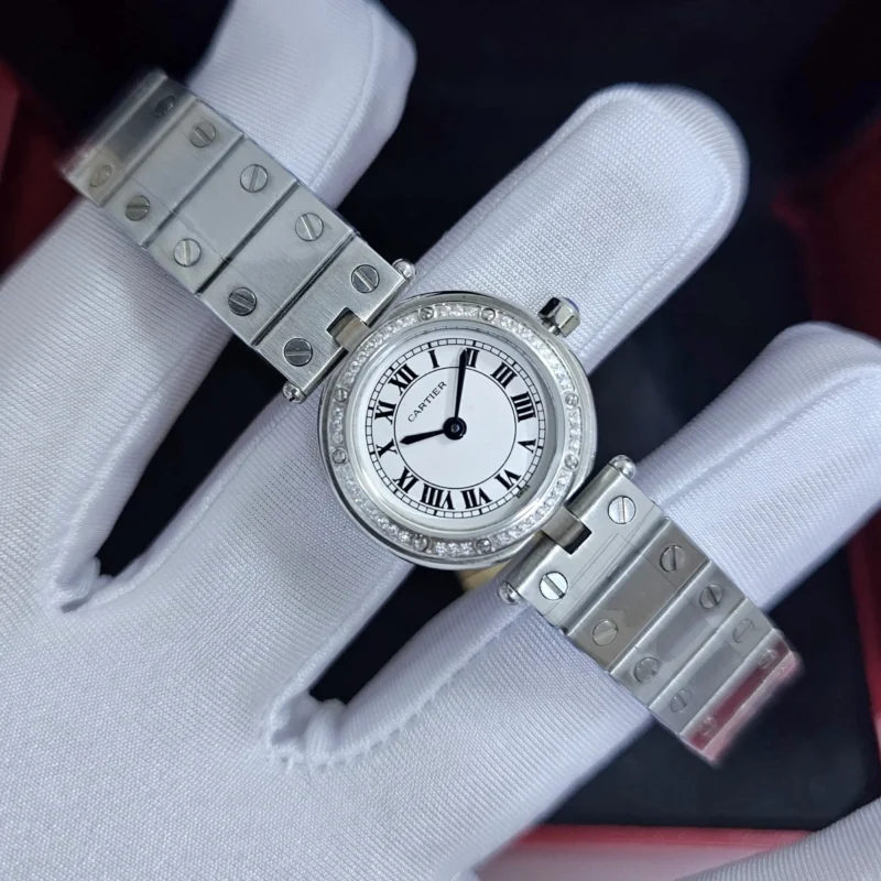 ساعه كارتير دائريه فضي