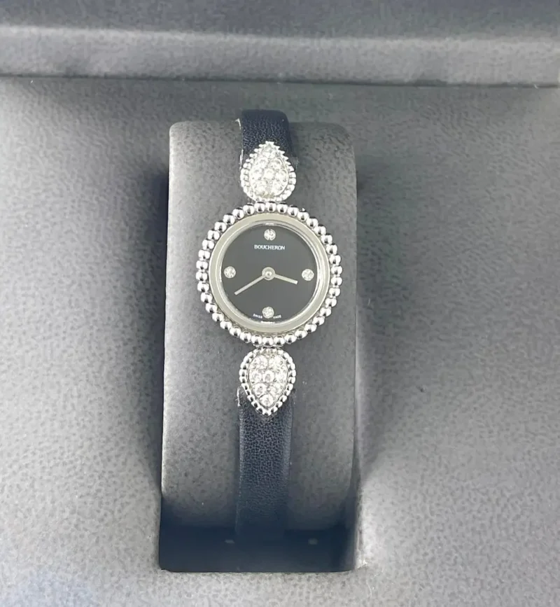 ساعه بوشرون جلد اسود نسائيه