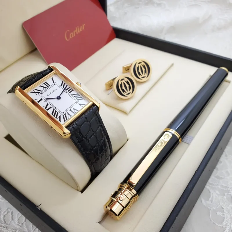 ساعه جلد مع كبك وقلم