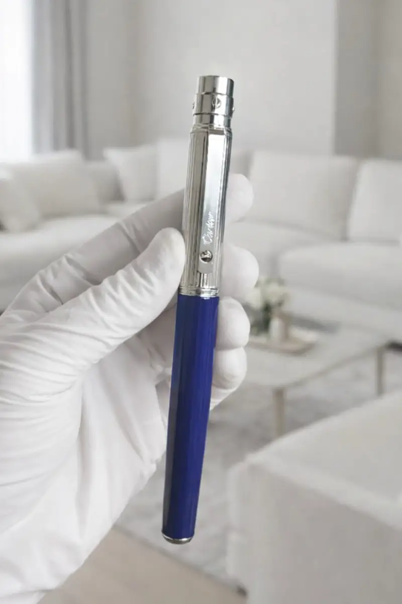 قلم كارتير فضي وازرق