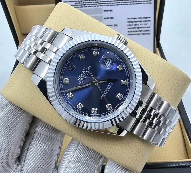 ساعة رولكس مينا ازرق صدف