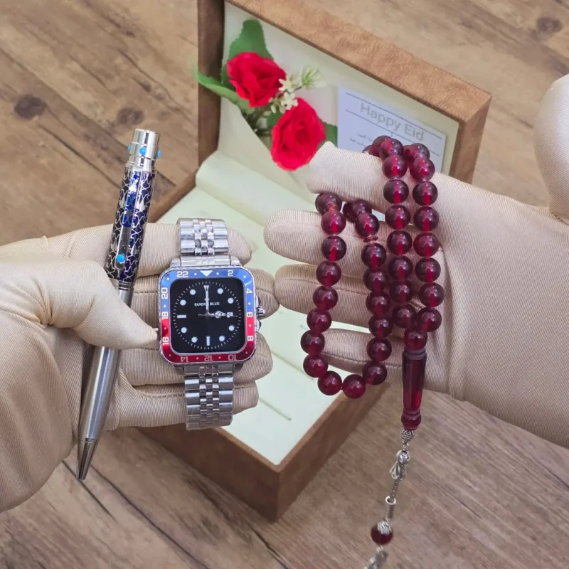 طقم رجالي ساعه وقلم وسبحه