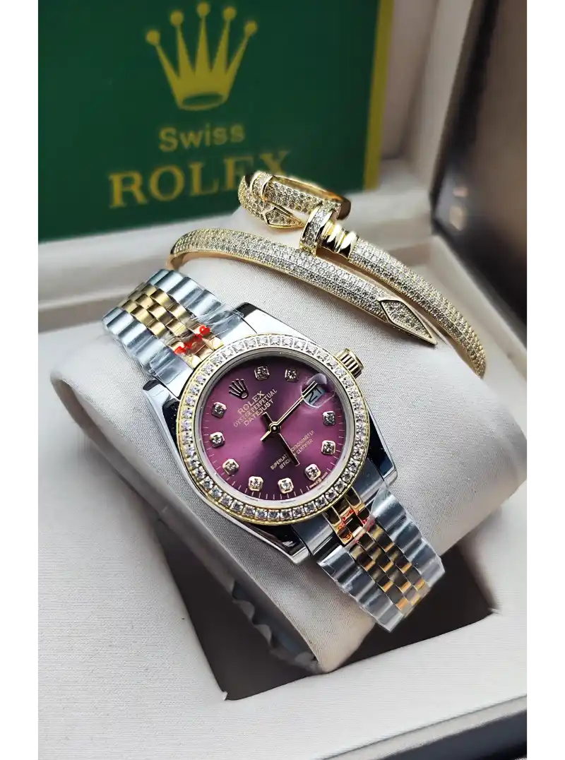 ساعة رولكس زهري نسائي