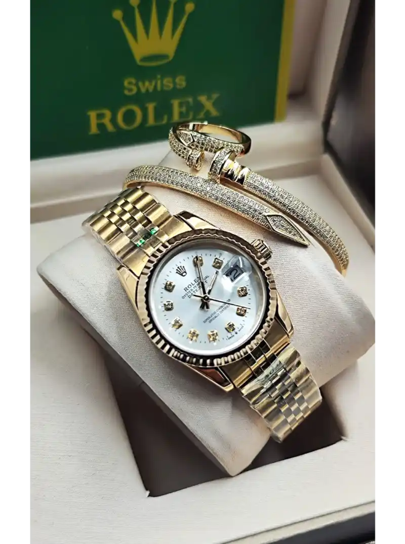ساعه رولكس حريمي ذهبي