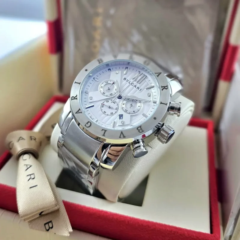 ساعة بولغاري رجالي فضيه