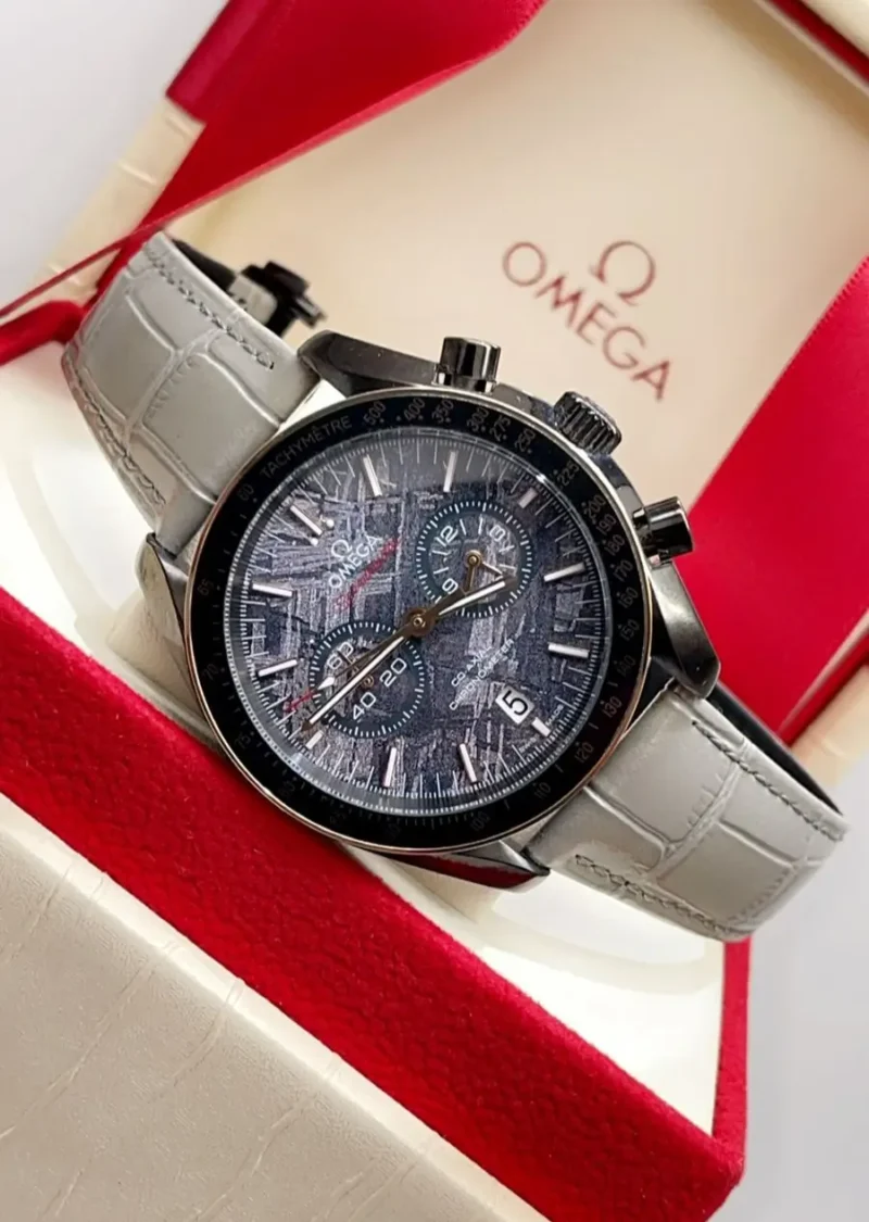 ساعة جلد رمادي رجالي