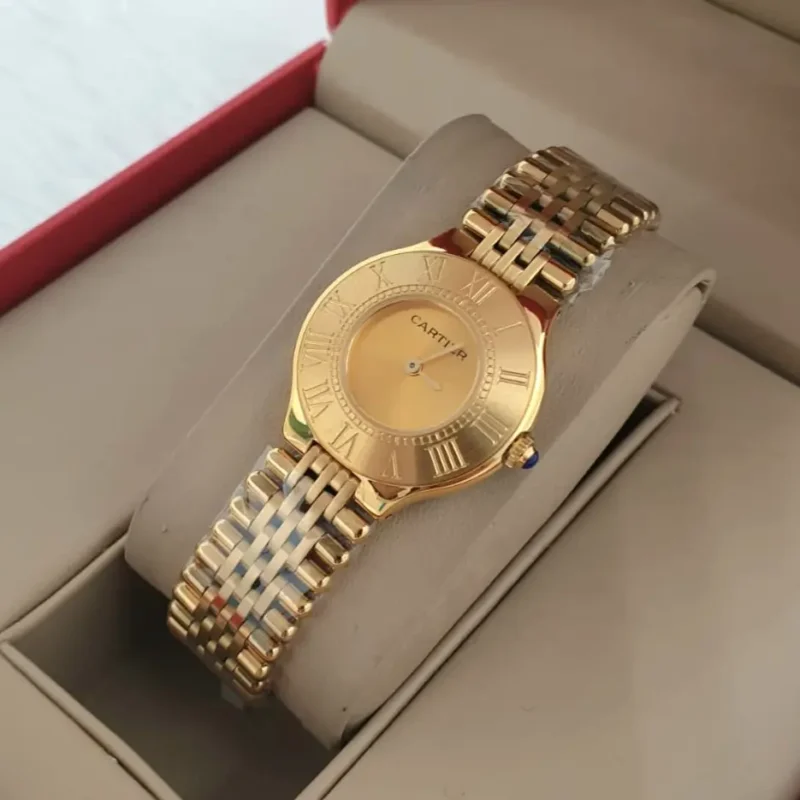 ساعه كارتير نسائيه ذهبيه