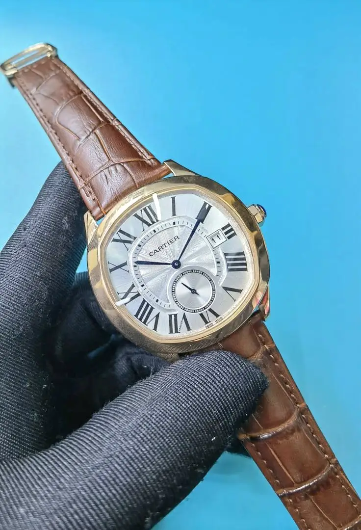 ساعة كارتير جلد بني رجالي