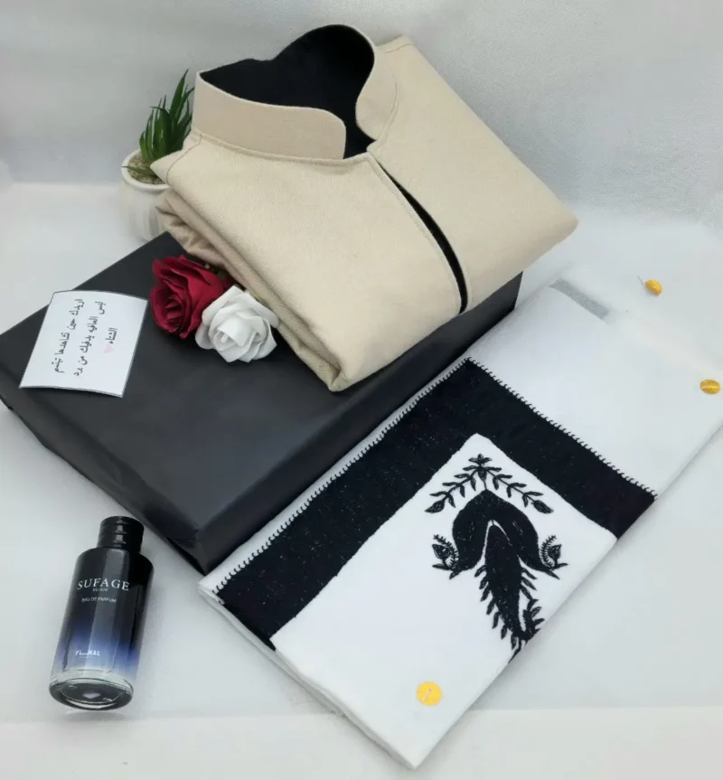 طقم رجالي سديري مع شال كشميري