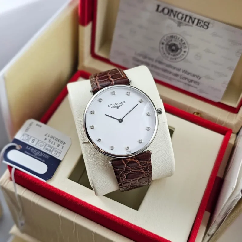 ساعة لونجين جلد بني