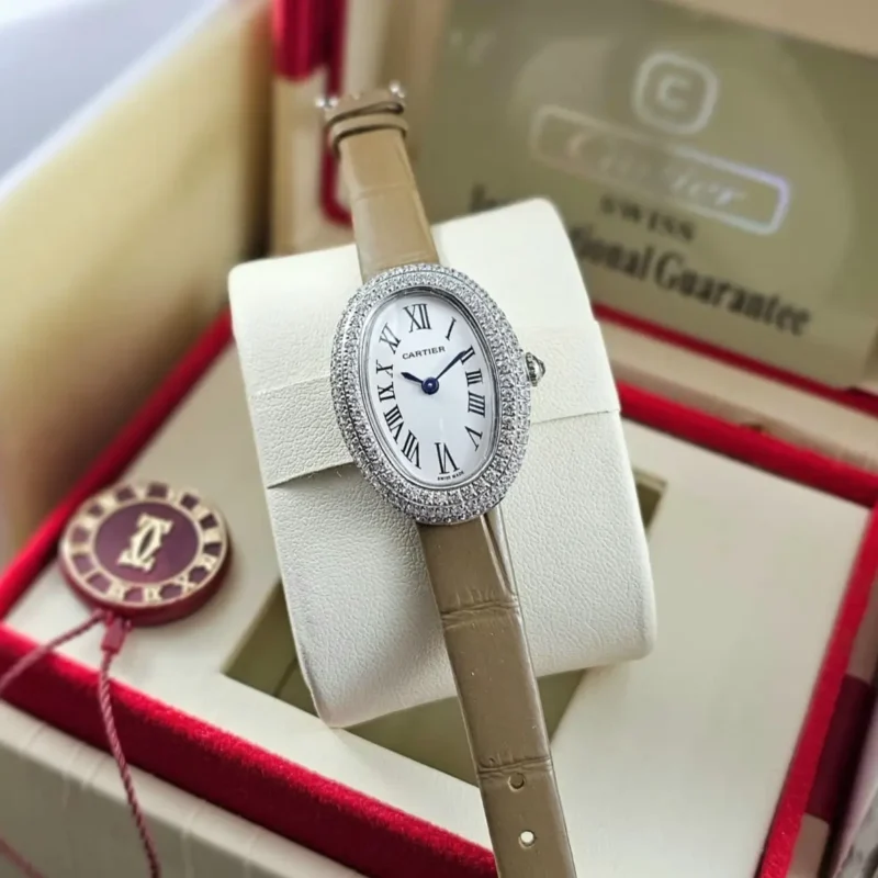 ساعة كارتير نسائي جلد بني