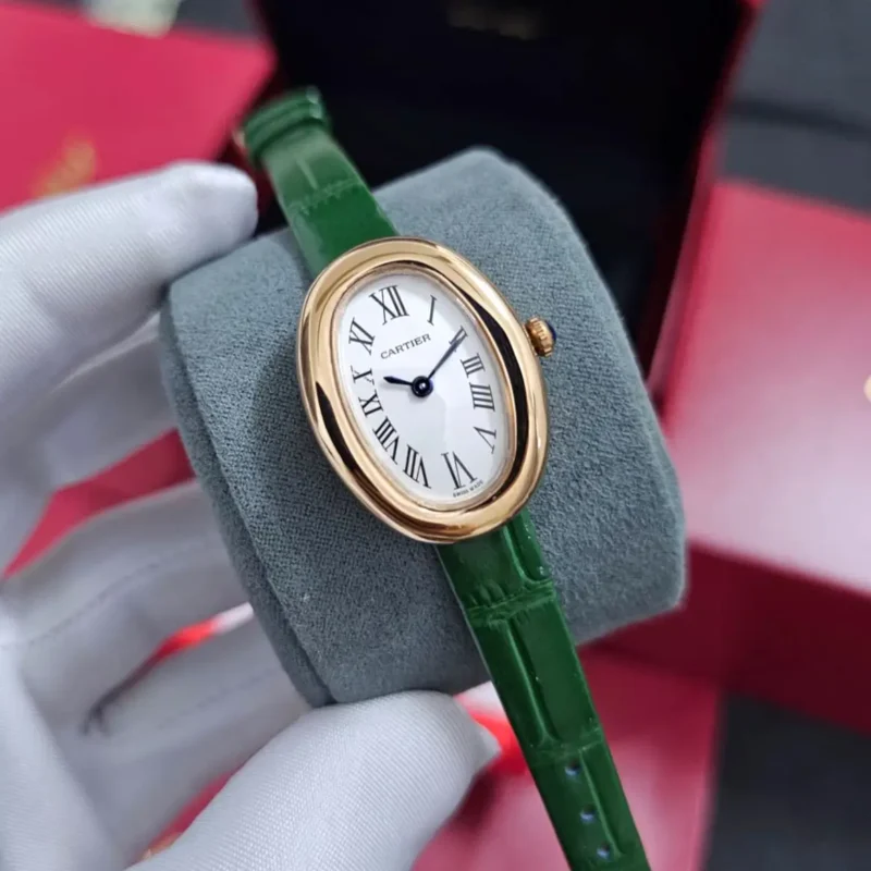 كارتير ساعة نسائية جلد اخضر