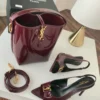 شنطة وكعب سان لوران عنابي
