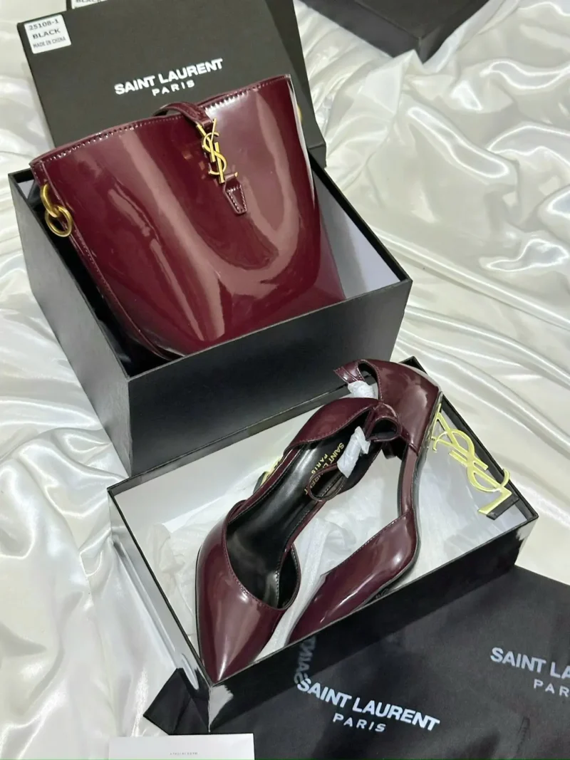 كعب وشنطة عنابي ماركة سان لوران