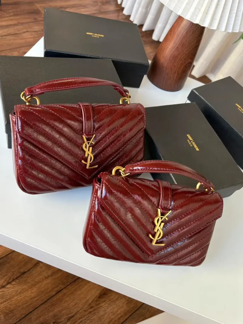 شنطة سان لوران عنابي لمعه